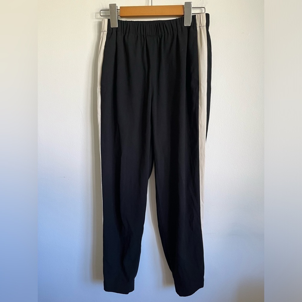 Aritzia Babaton Women Dexter Pull On Ankle Pant - Black w/ White Stripe - XS